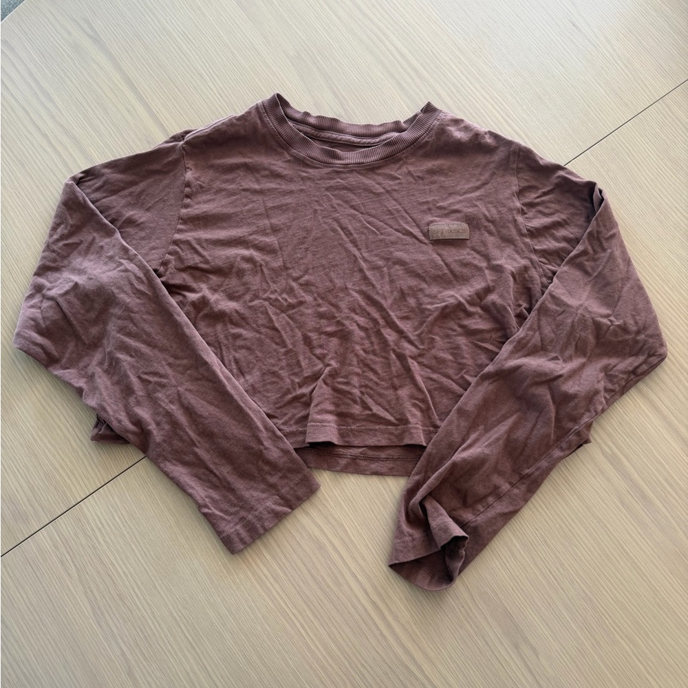 SET Active Cropped Long-Sleeve Top in Brown